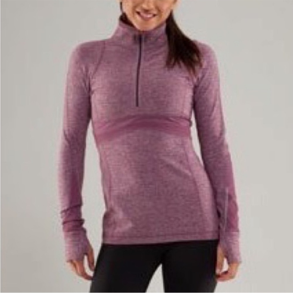 Lululemon Run Full Tilt Half Zip Pullover in a heathered purple/lavender